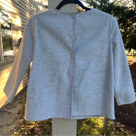 TALBOTS Women's Collarless Wool Jacket Blazer Gray Front Pockets - Picture 3 of 4